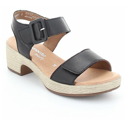 фото Босоножки remonte женские летние, размер 39, цвет черный, артикул d0n52-00