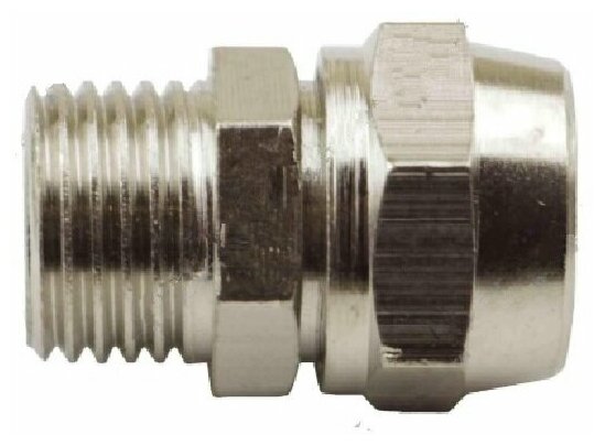 фото Переходник / штуцер/ соединитель пластиковых трубок резьба папа - 1/4" - елочка под шланг 10 мм с креплением под гайку для компрессора, пневмоинструмента