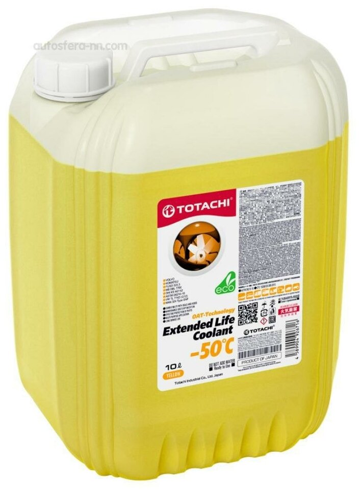 Охлаждающая жидкость totachi elc yellow -50c 10л, totachi, 43810