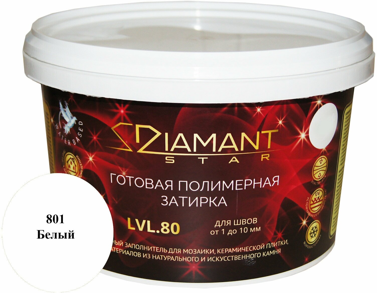 Полимерная затирка Diamant Star lvl.80, 801 белый, 2 кг - фотография № 1