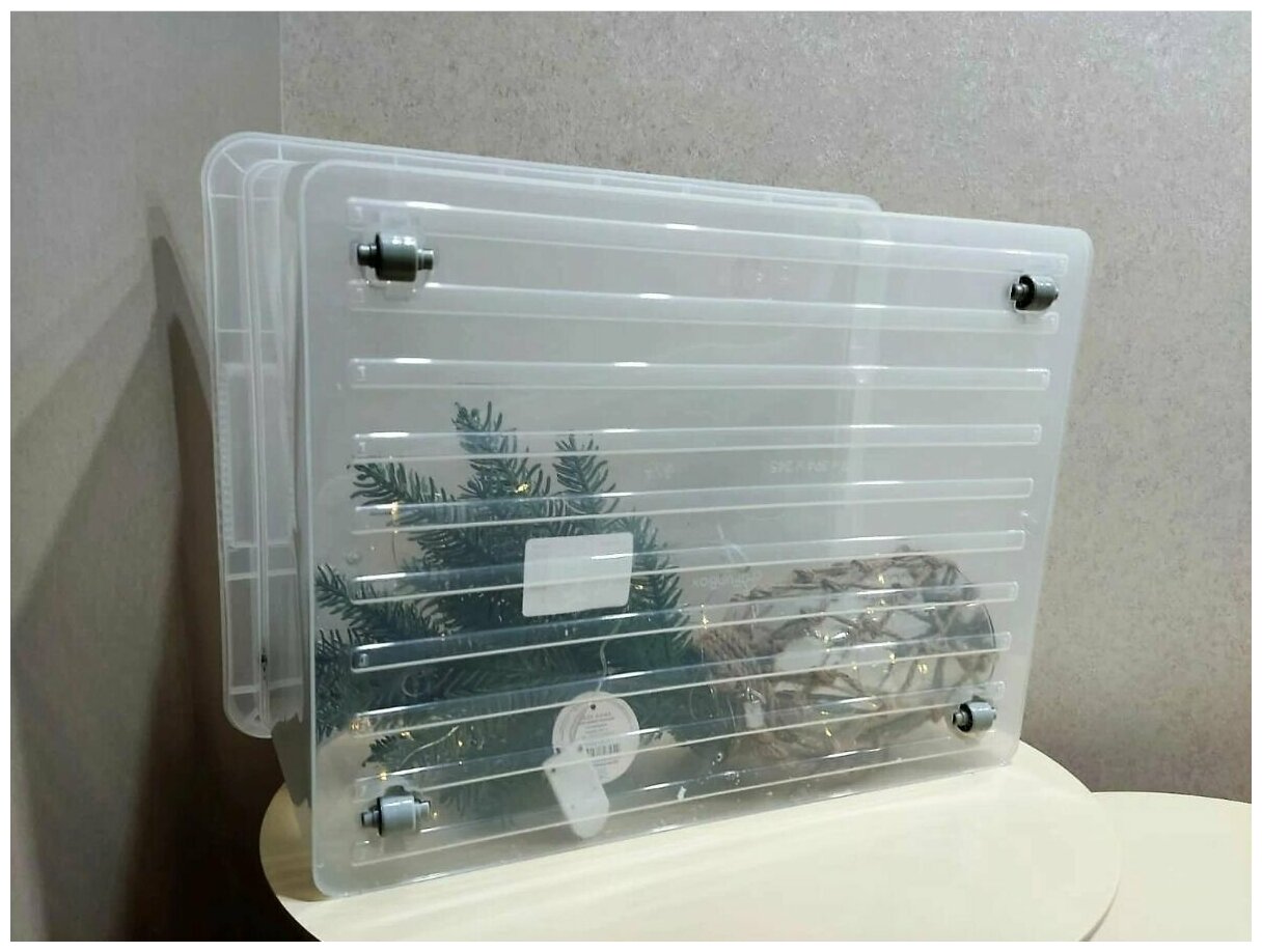 Ящик - органайзер для хранения вещей, игрушек с крышкой на колесиках 37 л FunBox Basic - фотография № 5