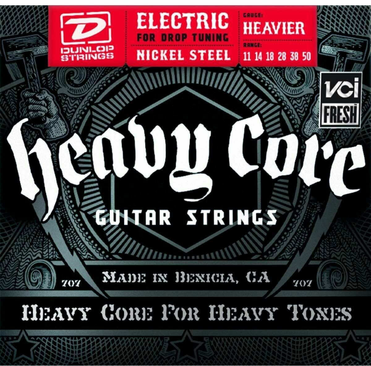 Dunlop DHCN1150 струны для электрогитары Heavier Core 11-50, никель