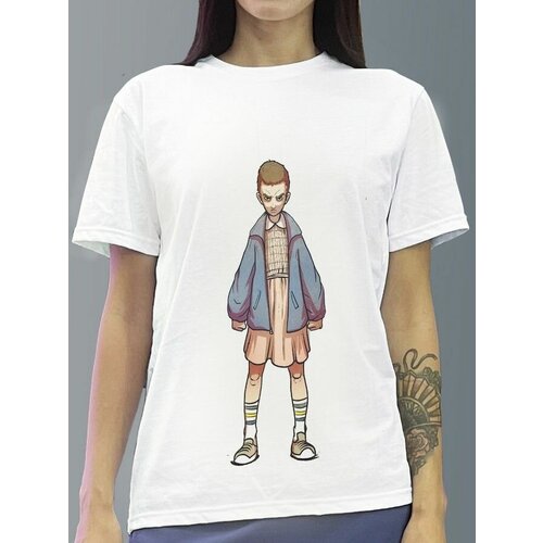 фото Футболка женская белая из хлопка с dtf принтом сериал stranger things - 649 будь на стиле