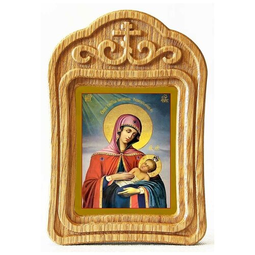 Икона Божией Матери Успокоительница, в резной деревянной рамке икона божией матери воспитание в резной деревянной рамке