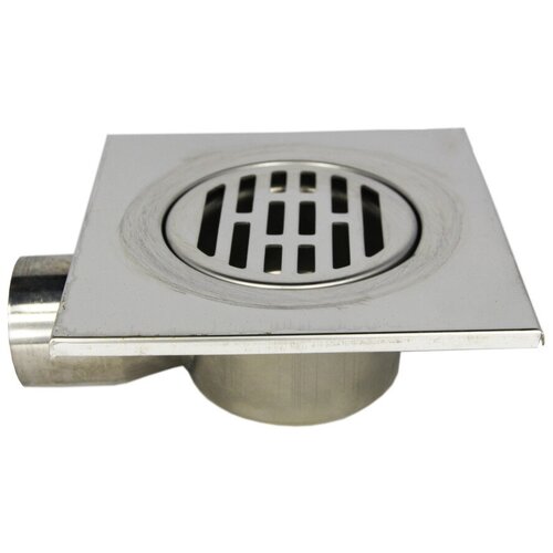 Трап мет. угловой 15х15 см (диам. 50 мм.) (нерж) гидрозатвор, MP-У