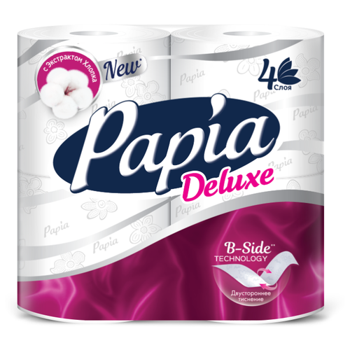 фото Туалетная бумага Papia Deluxe белая четырёхслойная, 4 рул.