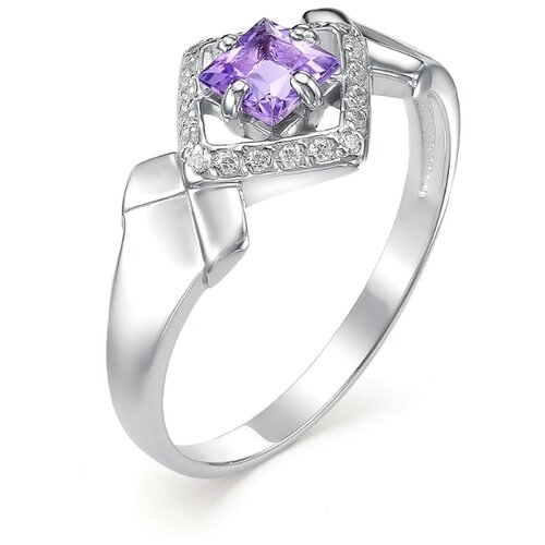 фото Алькор кольцо с аметистом и фианитами из серебра 01-0333-00ам-00, размер 17