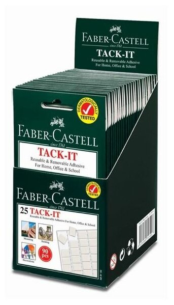 Клеящие подушечки Faber-Castell TACK-IT белые, 90 штук /упаковка, 50 г, блистер