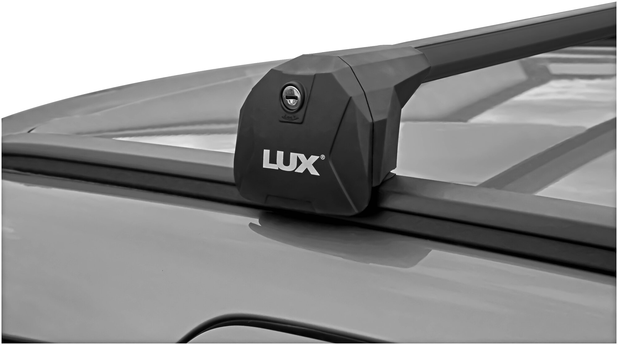 Багажник на крышу LUX Scout для Geely Coolray (2020-) кроссовер на интегрированные рейлинги (Черные дуги)