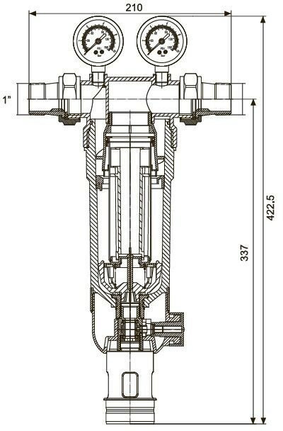 Фильтр механической очистки Tim JH-1003 муфтовый (НР/НР), латунь, со сливом Ду 15 (1/2")