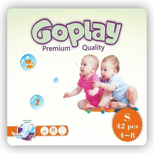 Подгузники GoPlay Premium Quality S (4-8 кг), упаковка 42 шт