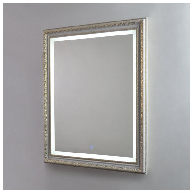 Зеркало для ванной Марсель 78х68 см с подсветкой серебрянное