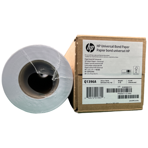 Универсальная бумага HP Universal Bond Paper 24in x 150ft для струйной печати 0,61x45,7м 80 г/м2 втулка 2 universal bond paper 80 г м2 0 610x45 7 м 50 8 мм q1396a