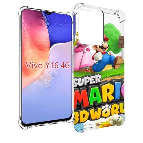 Чехол MyPads Super Mario 3D World для Vivo Y16 4G/ Vivo Y02S задняя-панель-накладка-бампер