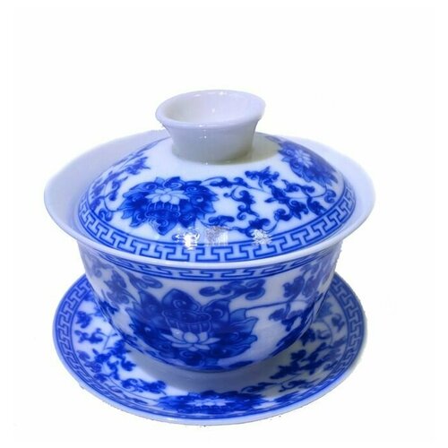 Гайвань с традиционной росписью. Синий фарфор. 