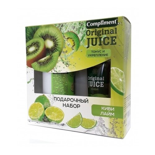 Подарочный набор женский Сompliment Original Juice №1490 Киви лайм (мыло-уход для рук 320мл+бальзам для рук 100мл)