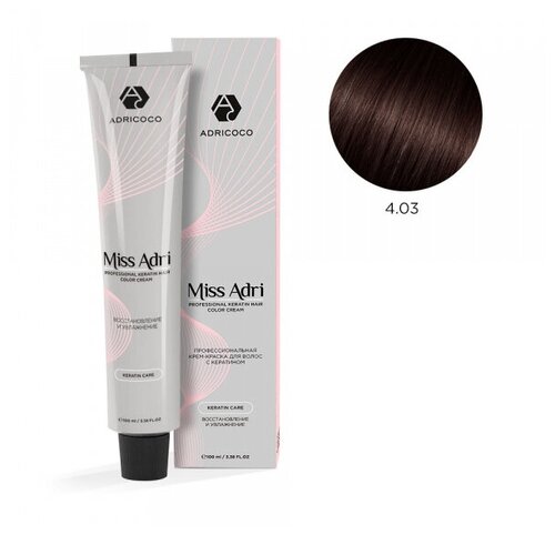 ADRICOCO Miss Adri крем-краска для волос с кератином, 4.03 коричневый теплый
