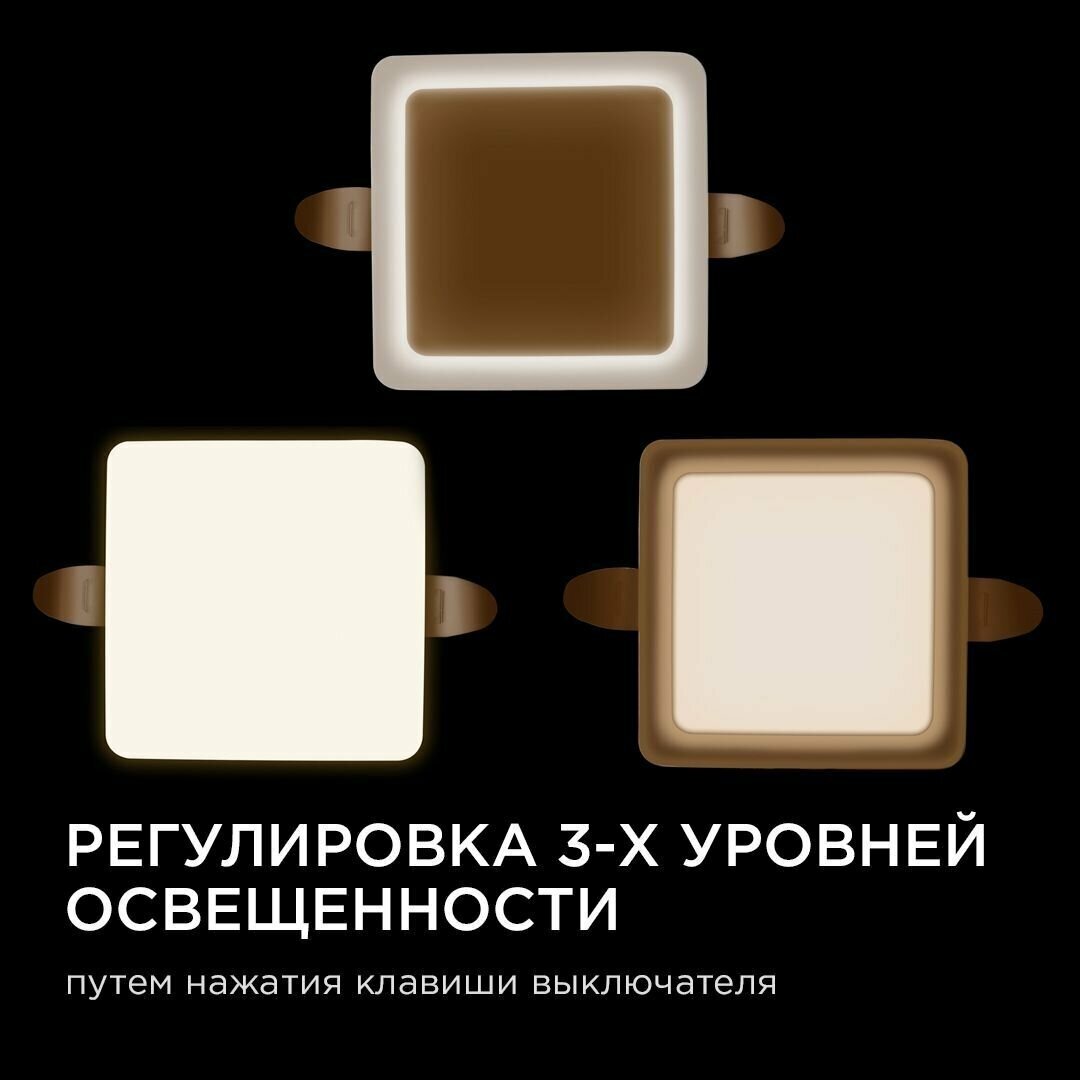 Светодиодная встраиваемая безрамочная панель FLP, 9Вт(6Вт+3Вт), 770Лм, 4000К, ф55-ф75мм