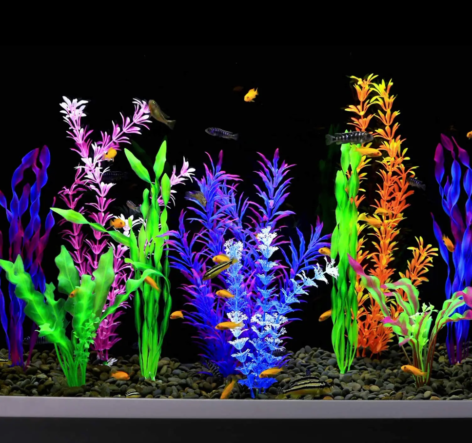 Декор для аквариума, набор из 10 цветных растений
