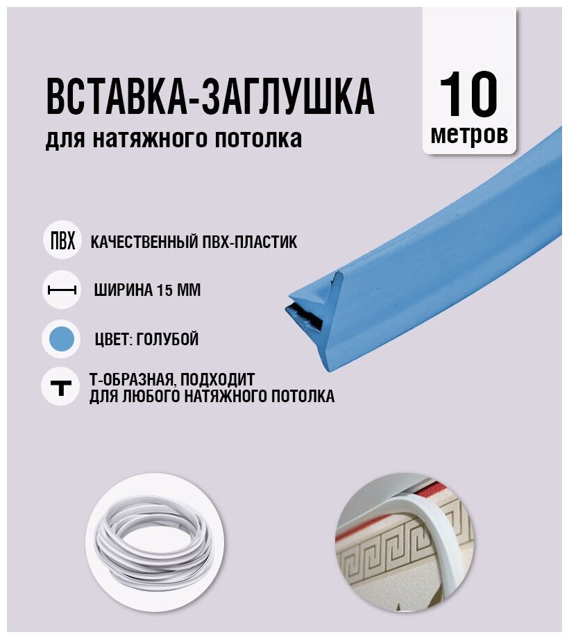 Вставка-заглушка, плинтус для натяжного потолка голубая 104 Lackfolie (83 по Saros) (10 м) - фотография № 1