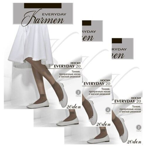 фото Женские носки karmen средние, капроновые, 20 den, 6 пар, размер 1-unica, черный