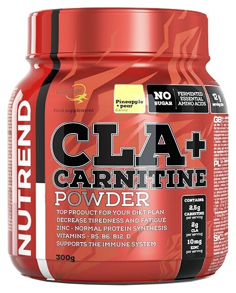 CLA, КЛА NUTREND CLA + CARNITINE POWDER 300 г, Ананас - Груша