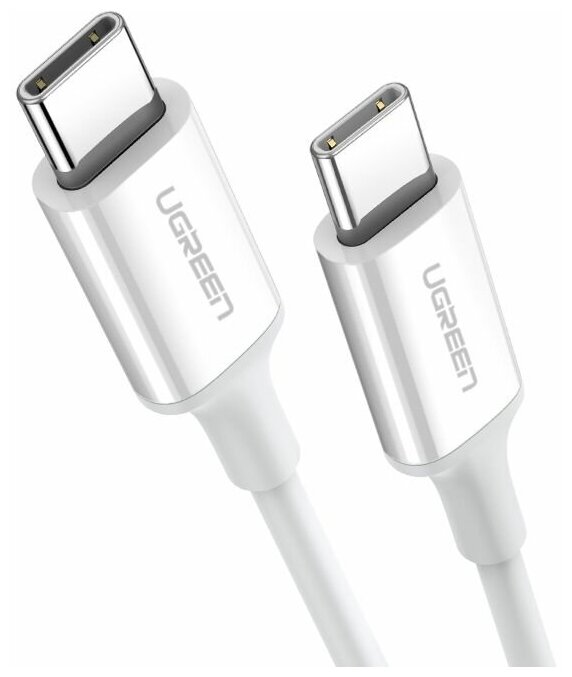 Кабель для зарядки и передачи данных USBC 2.0 Male - USB C 2.0 Male Ugreen 3A 0.5м резиновое покрытие белый (60517)