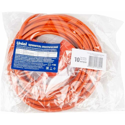 Удлинитель Uniel Ultra 1гн х 10м б/з YX10-101 /UCK-1N/2x1,00/10M/O Orange UL-00010793 удлинитель uniel ug uck 1n 2x1 00 20m f ip44 orange