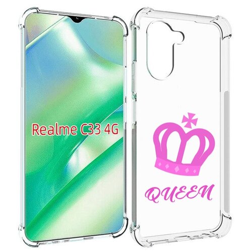 Чехол MyPads корона-королевы-розовый для Realme C33 4G задняя-панель-накладка-бампер