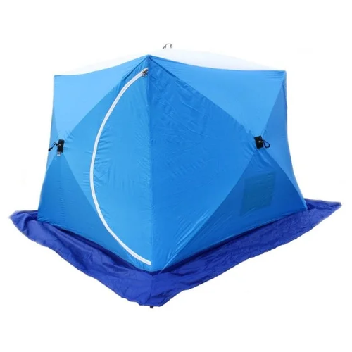 палатка для рыбалки одноместная стэк куб 1 трехслойная синий белый Палатка для рыбалки двухместная СТЭК Куб 2 LONG трехслойная, синий/белый