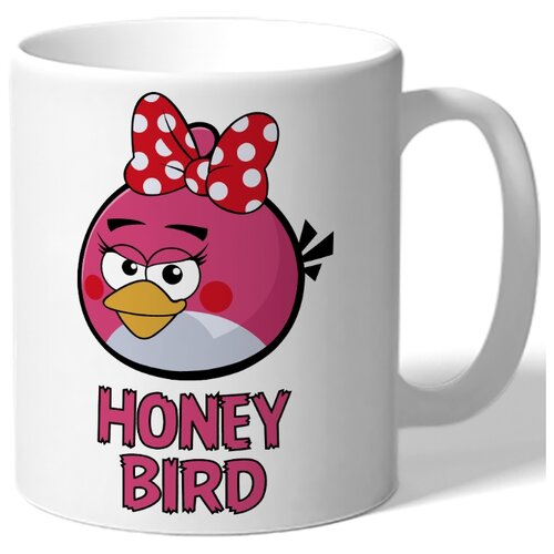 фото Кружка белая парная в подарок влюбленным honey bird - розовая птичка drabs