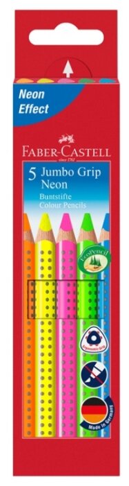 Faber-Castell Карандаши цветные Jumbo Grip Neon 5 цветов (110994)