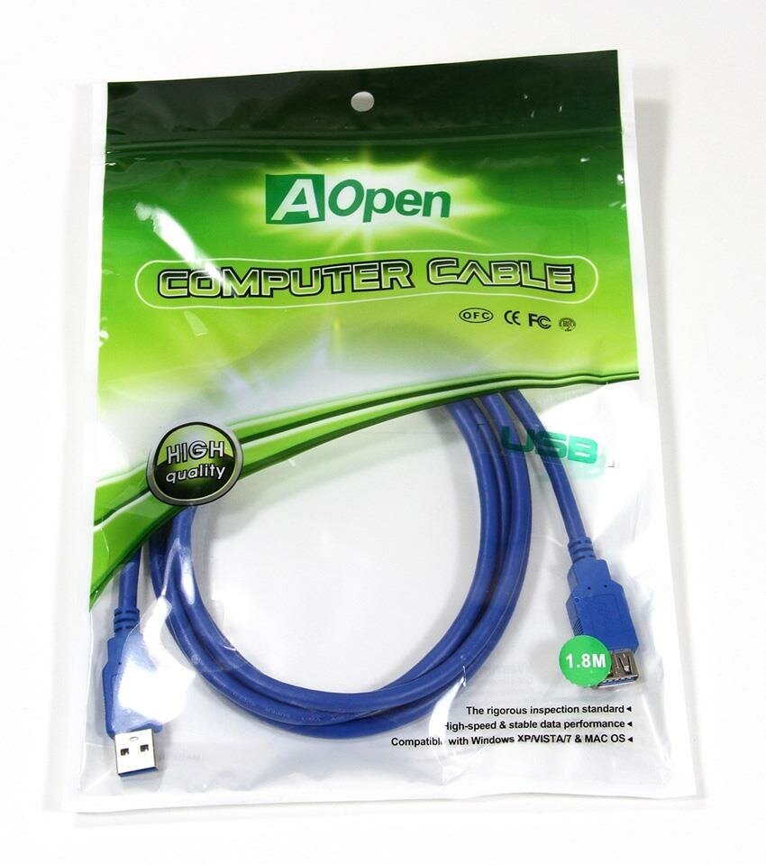 Удлинитель Aopen USB - USB (ACU302), 1.8 м, синий - фото №12