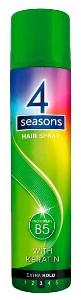 4 Seasons Лак для волос с протеинами шелка Экстра фиксация Hair Spray Pro-Vitamin B5 3 Extra Hold, 265 мл