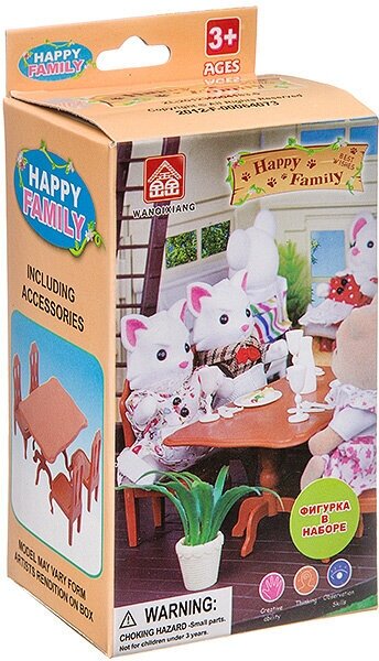 Игровой набор Bondibon Happy Family с фигуркой зверюшки, кухня, 7,5х12,5х6,52 см (Д93754)