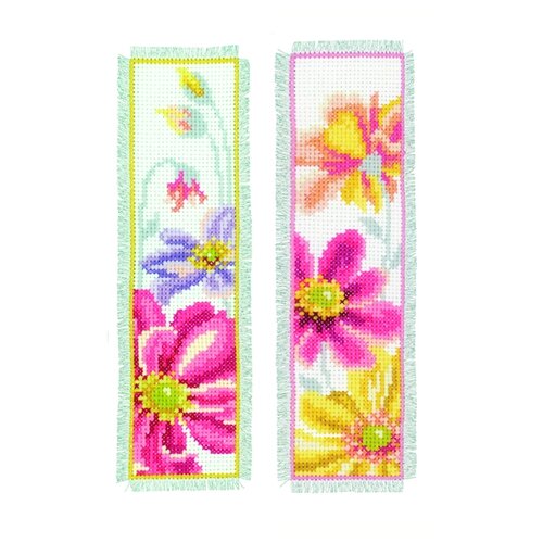 фото Закладка красочные цветы набор для вышивания, 2 дизайна vervaco