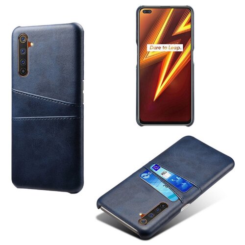 фото Чехол панель-накладка mypads для oppo realme 6 pro из качественной импортной кожи с визитницей с отделением для банковских карт мужской женский синий