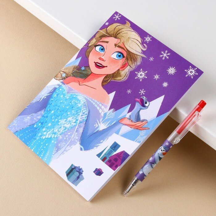 Disney Канцелярский набор "С новым годом", блокнот А5, ручка, наклейки, Холодное сердце