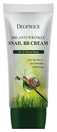 ДП BIO Крем ББ с муцином улитки 21 тон DEOPROCE BIO ANTI-WRINKLE SNAIL BB CREAM # 21 60гр