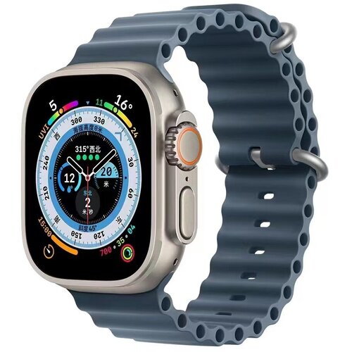 Ремешок силиконовый Ocean Band для Apple Watch 42/44/45/49 мм, на застежка, темно-серый (11)