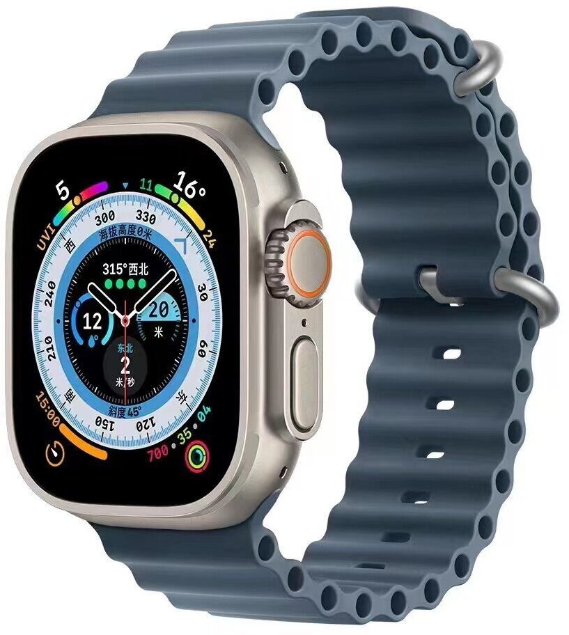 Ремешок силиконовый Ocean Band для Apple Watch 42/44/45/49 мм, на застежка, темно-серый (11)