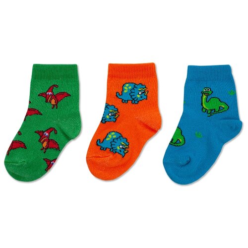фото Носки капризуля комплект из 3 пар, размер 14 (12-14), бирюза/оранжевый/изумруд