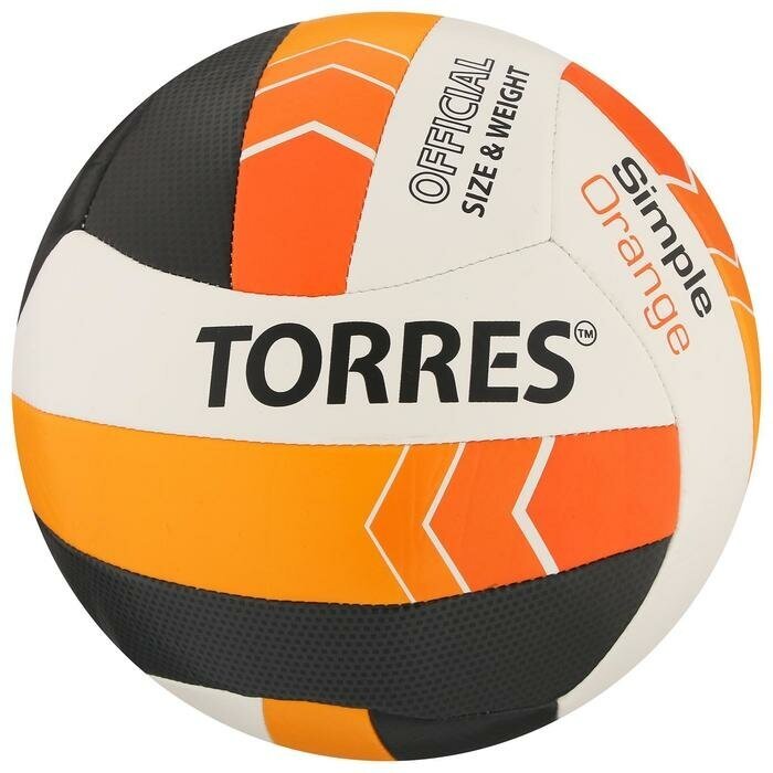 TORRES Мяч волейбольный TORRES Simple Orange, TPU, машинная сшивка, 18 панелей, р. 5