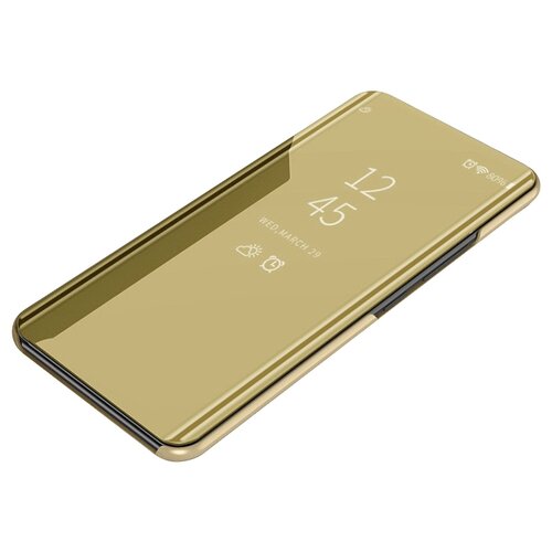 фото Чехол-книжка mypads для oppo f11 с дизайном clear view cover с полупрозрачной пластиковой крышкой с зеркальной поверхностью золотой