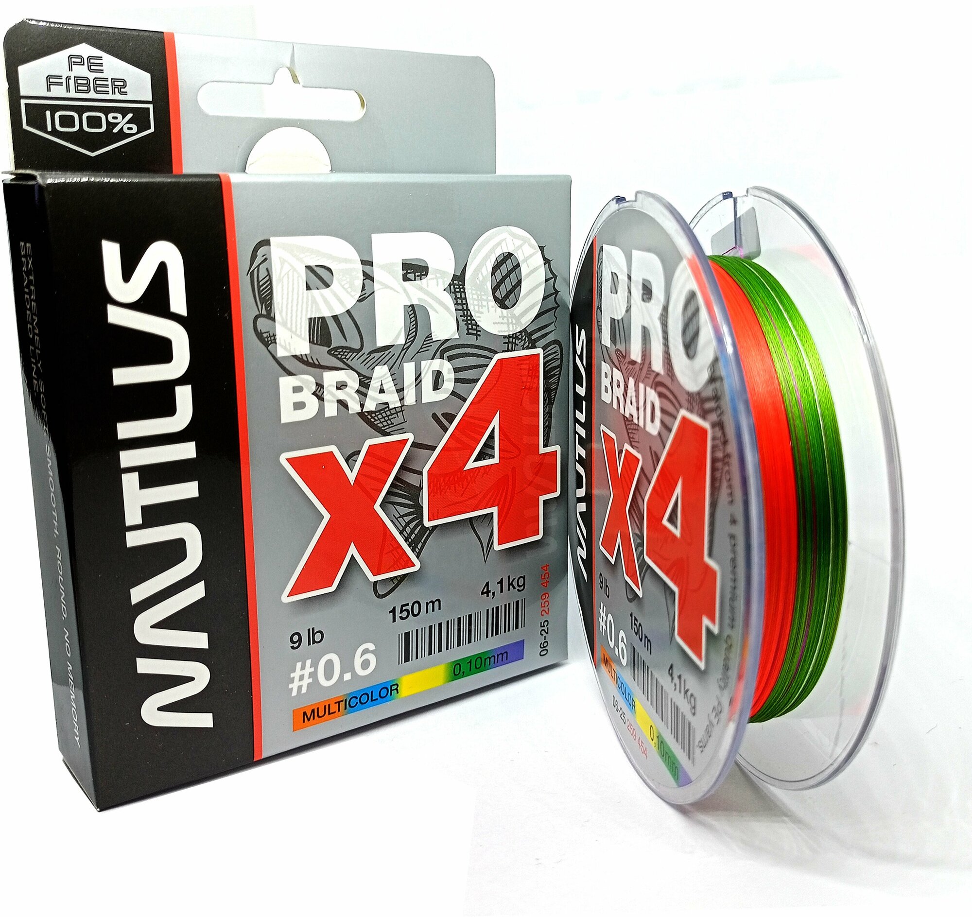 Шнур Nautilus Pro Braid X4 Multicolor d-0.10 4.1кг 9lb 150м