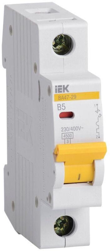 Выключатель автоматический модульный 1п B 5А 4.5кА ВА47-29, IEK MVA20-1-005-B (1 шт.)