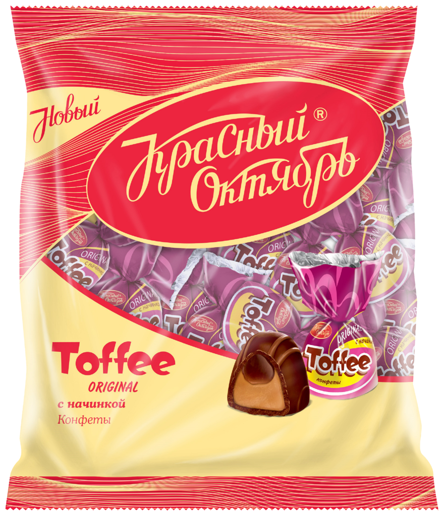 Конфеты красный октябрь Toffee Original с начинкой, 250г