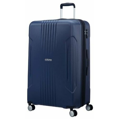 Чемодан American Tourister, полипропилен, ребра жесткости, водонепроницаемый, синий