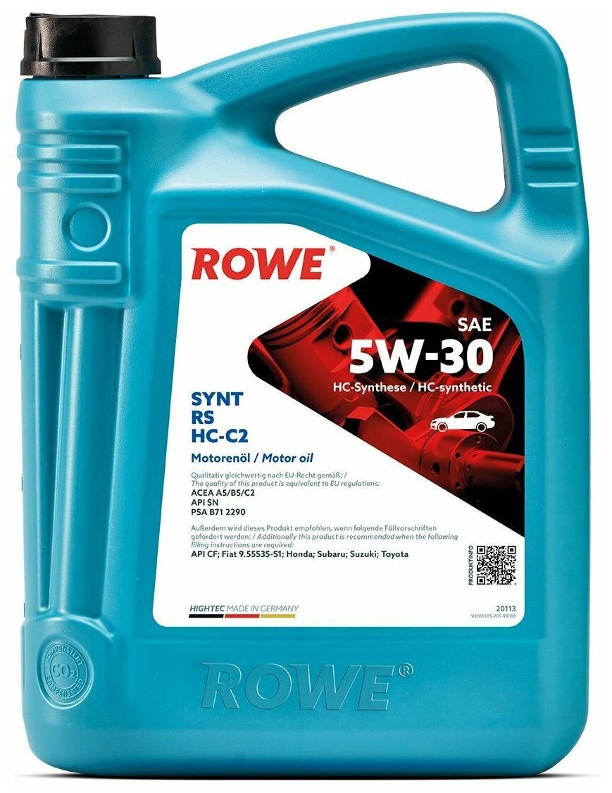 Масло моторное ROWE HIGHTEC SYNT RS SAE 5W-30 HC-C2 (5 л)