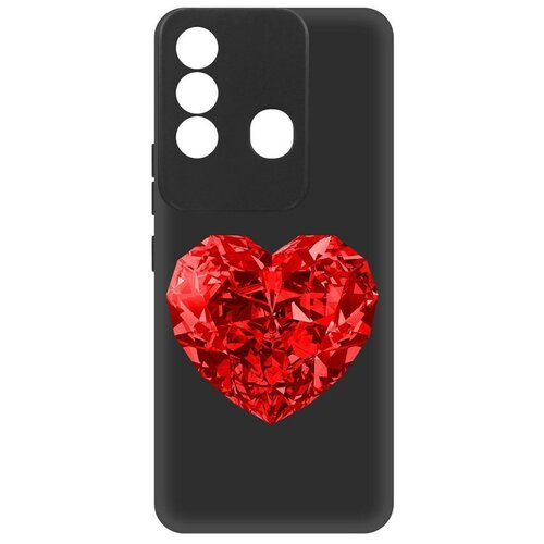 Чехол-накладка Krutoff Soft Case Рубиновое сердце для ITEL Vision 3 Plus черный чехол накладка krutoff soft case рубиновое сердце для itel a27 черный